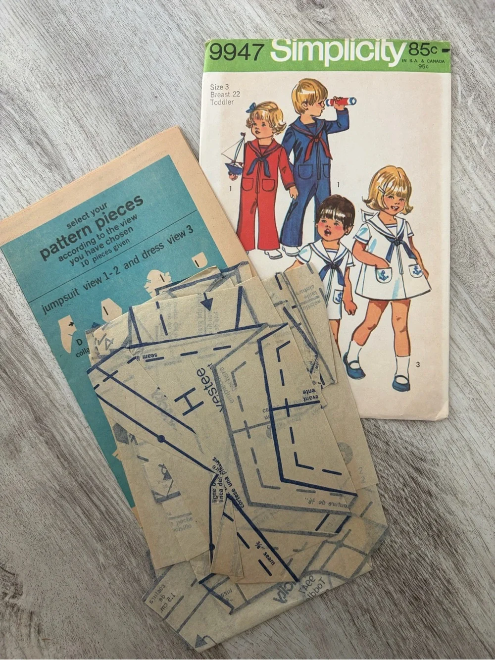 1970s Children’s Clothing Toddler 3 Sewing Patterns Simplicity 9947 And 6180
